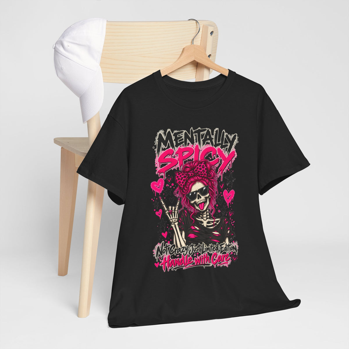 Mentally Spicy Skeleton Graphic T-Shirt