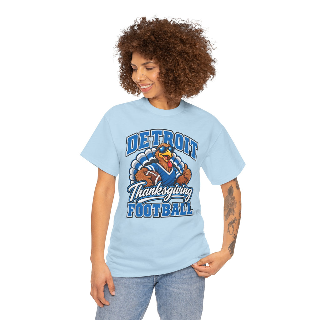Detroit Thanksgiving Football Tee — Turkey Mascot Game Day Shirt