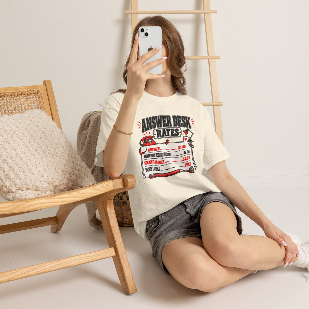 Answer Desk Rates T-Shirt — Funny Help Desk IT Support Tee ("Answer 1.00, Correct Answer 4.00")