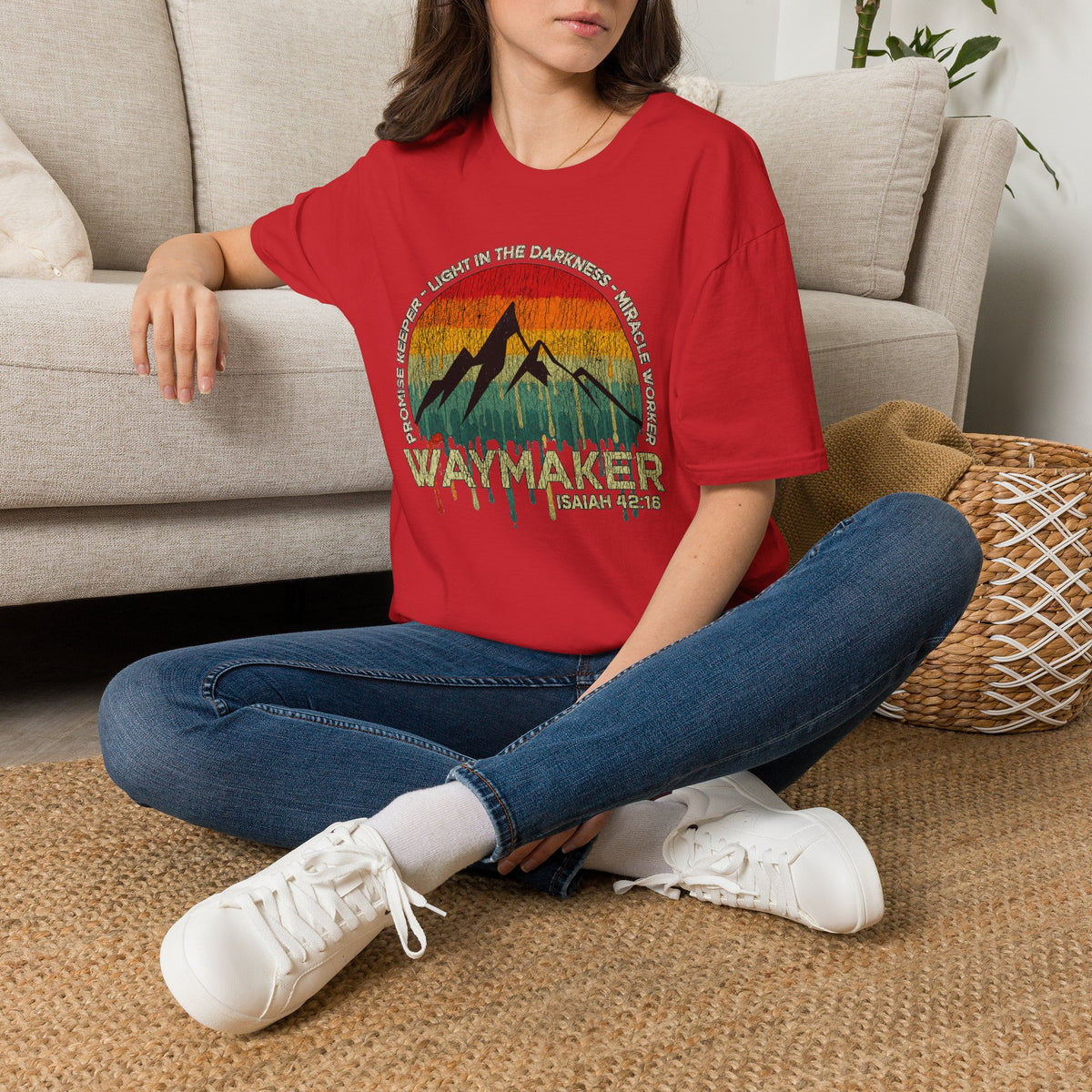 Waymaker Mountain T-Shirt — “Promise Keeper, Light in the Darkness” Christian Graphic Tee