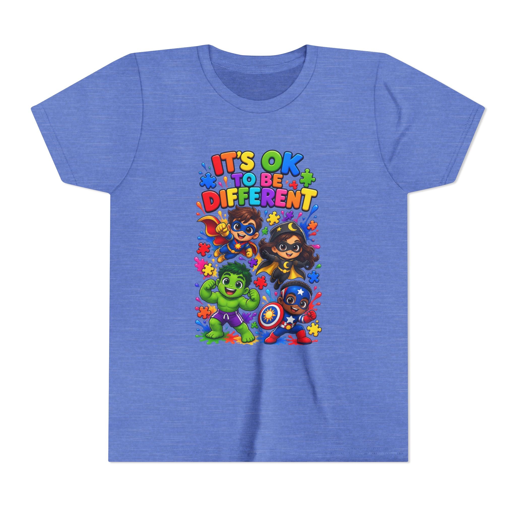 Kids T-Shirt — "It's OK to Be Different" Colorful Superhero Diversity Tee
