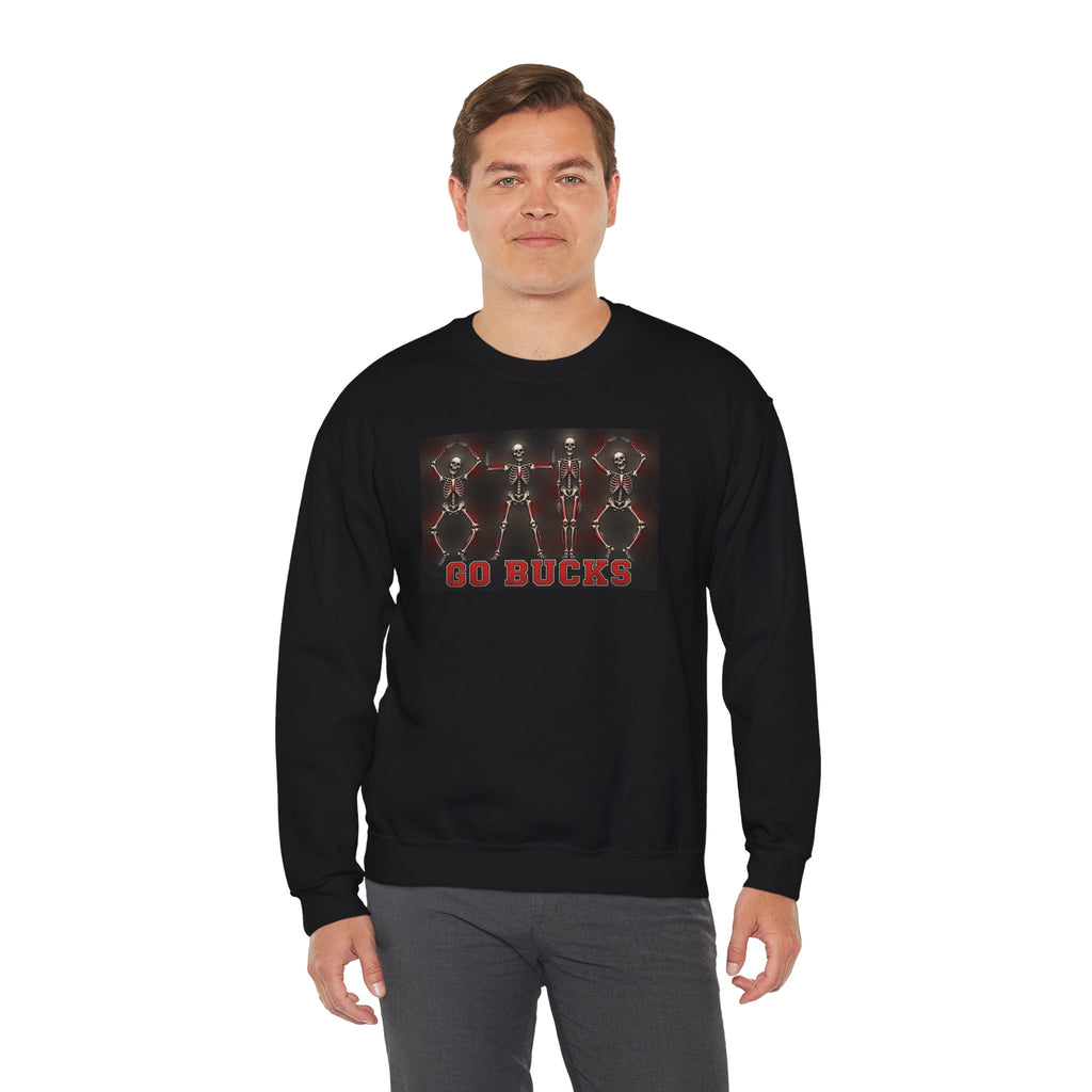 Crewneck Sweatshirt — 'Go Bucks' Dance Skeletons Graphic