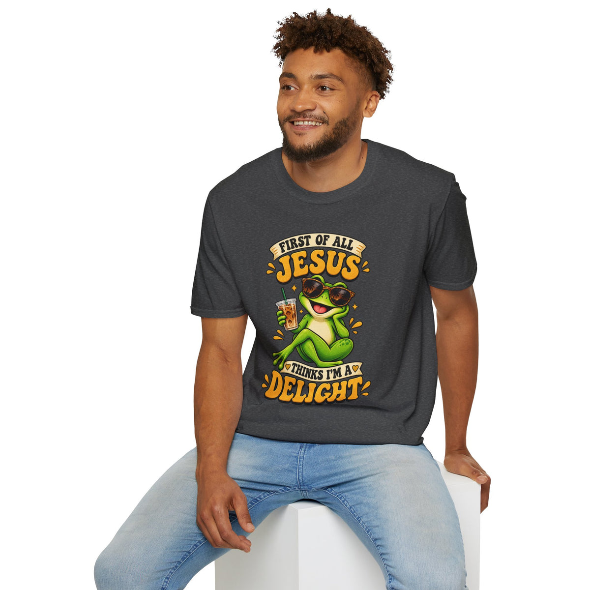 Jesus Frog T-Shirt — "First of All Jesus" Cute Frog Christian Tee