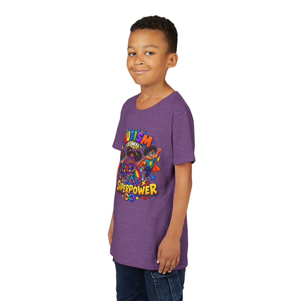 Youth Tee — "Autism Is My Superpower" Colorful Superhero Kids Shirt