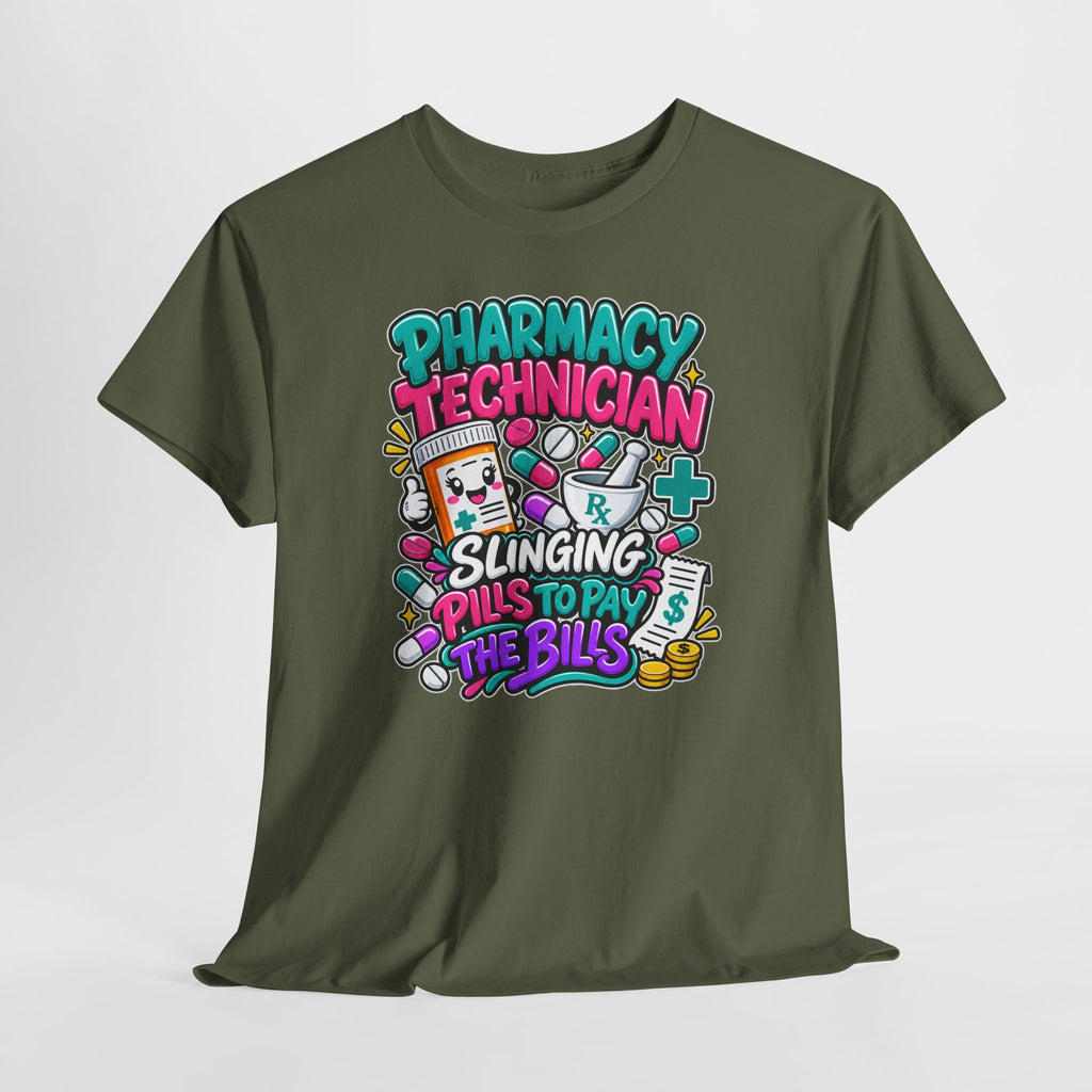 Pharmacy Technician T‑Shirt — "Slinging Pills to Pay the Bills" Graphic Tee