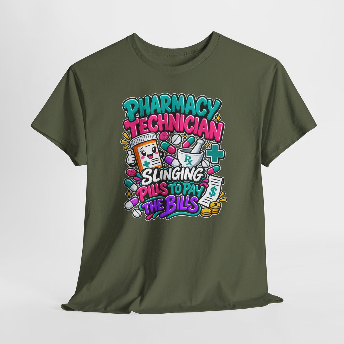 Pharmacy Technician T‑Shirt — "Slinging Pills to Pay the Bills" Graphic Tee