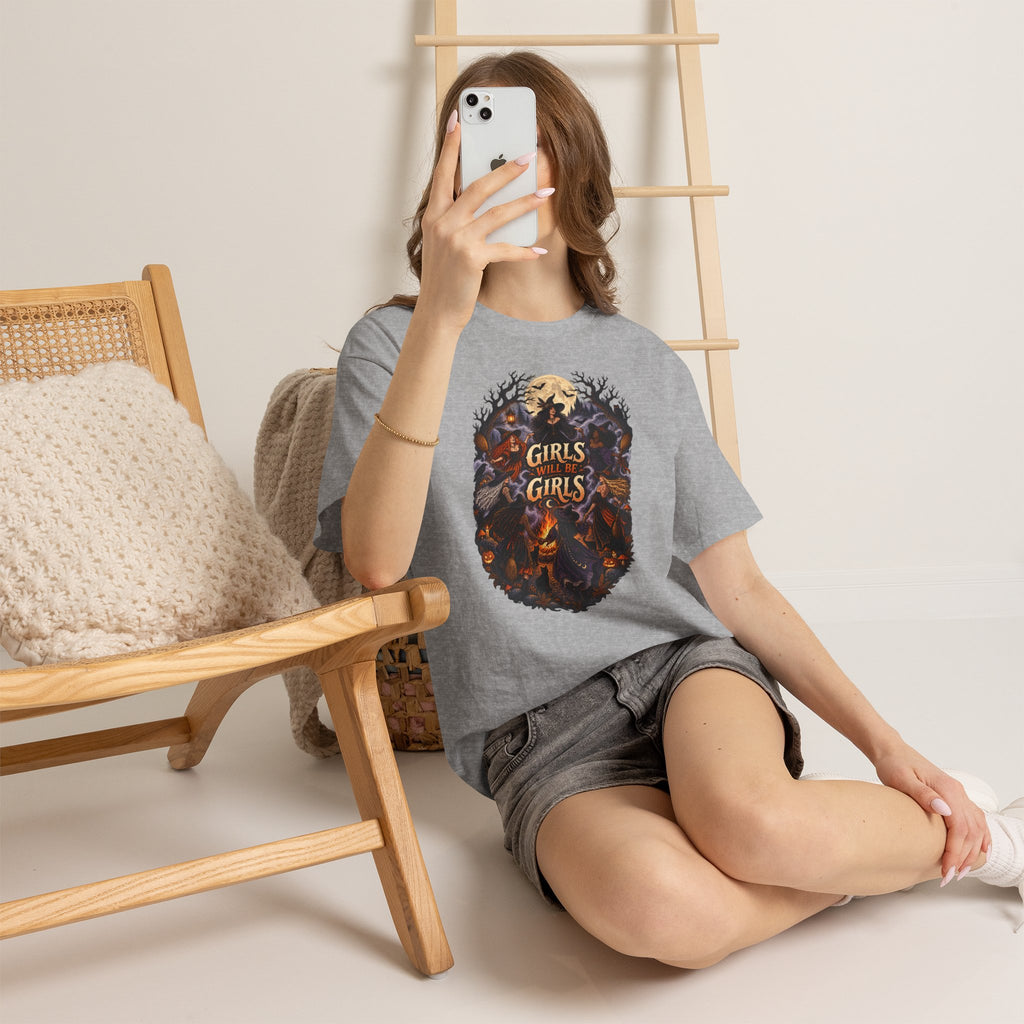 Girls Will Be Girls T-Shirt — Witchy Campfire Illustration Tee