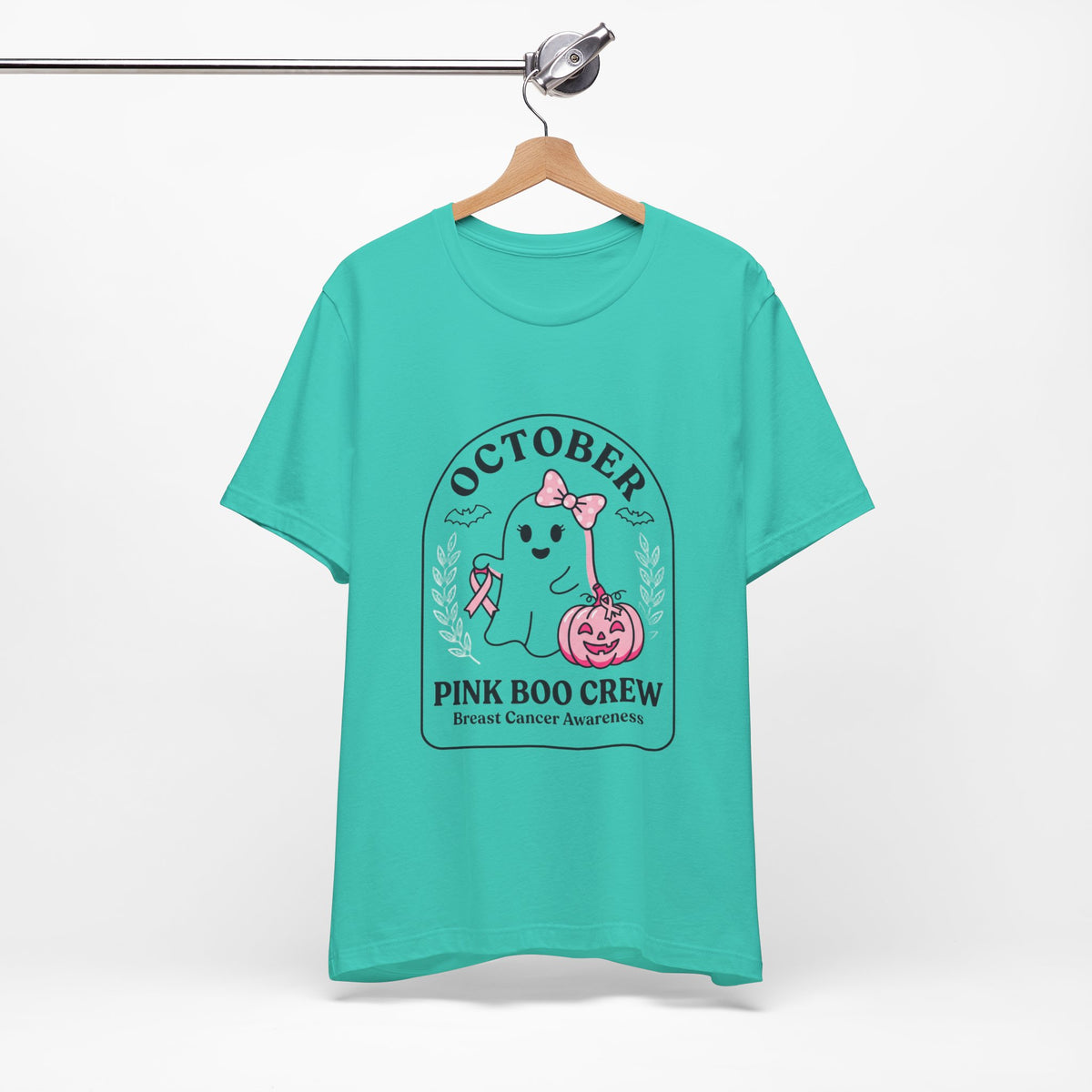 October Pink Boo Crew Tee — Breast Cancer Awareness Ghost T-Shirt