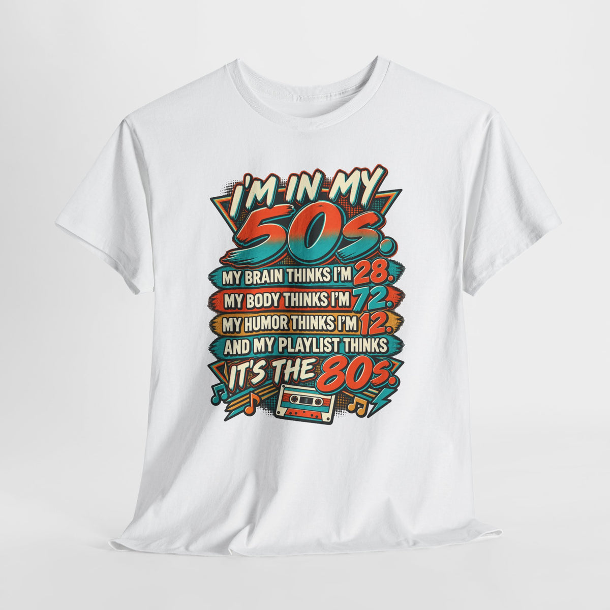 Retro 50s Birthday T‑Shirt — "I'm in My 50s" 80s Playlist Cassette Tee