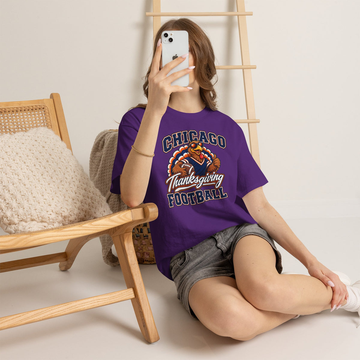 Chicago Thanksgiving Football T-Shirt — Turkey Mascot Game Day Tee