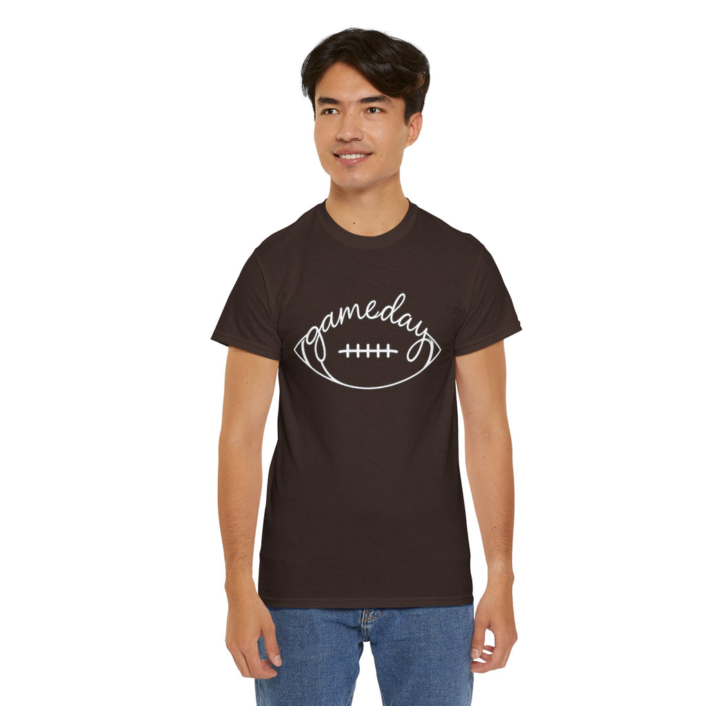 Gameday Football Tee — 'gameday' Script Football Graphic T-Shirt
