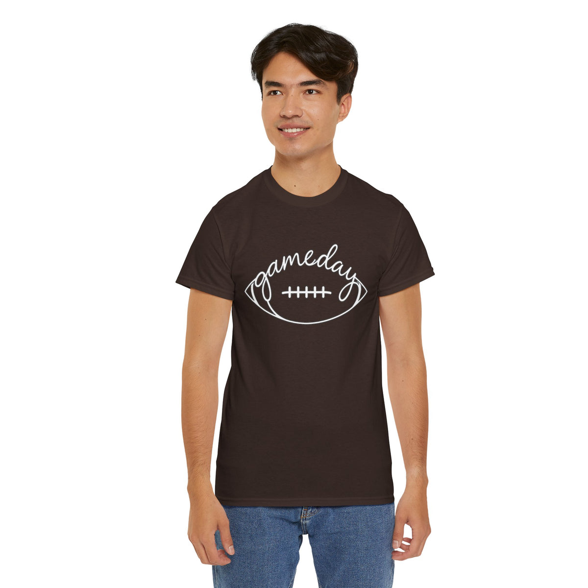Gameday Football Tee — 'gameday' Script Football Graphic T-Shirt