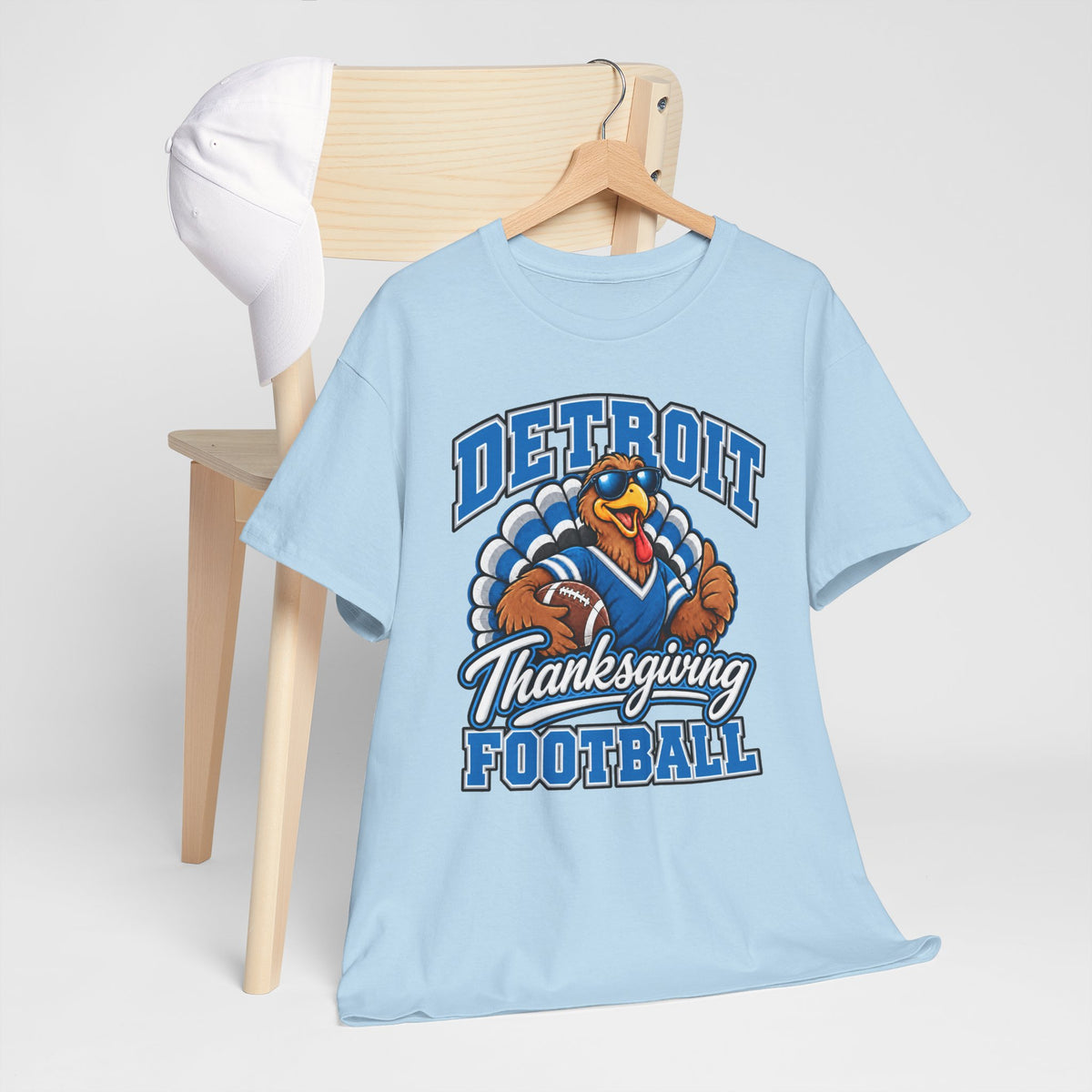Detroit Thanksgiving Football Tee — Turkey Mascot Game Day Shirt