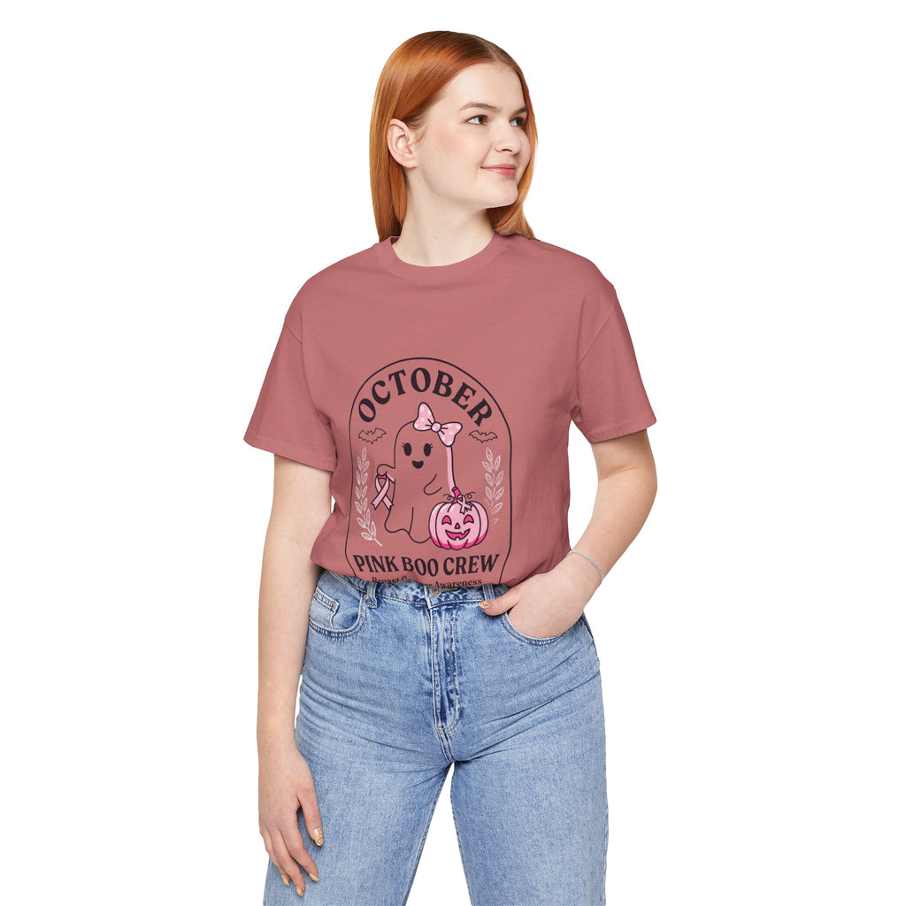 October Pink Boo Crew Tee — Breast Cancer Awareness Ghost T-Shirt