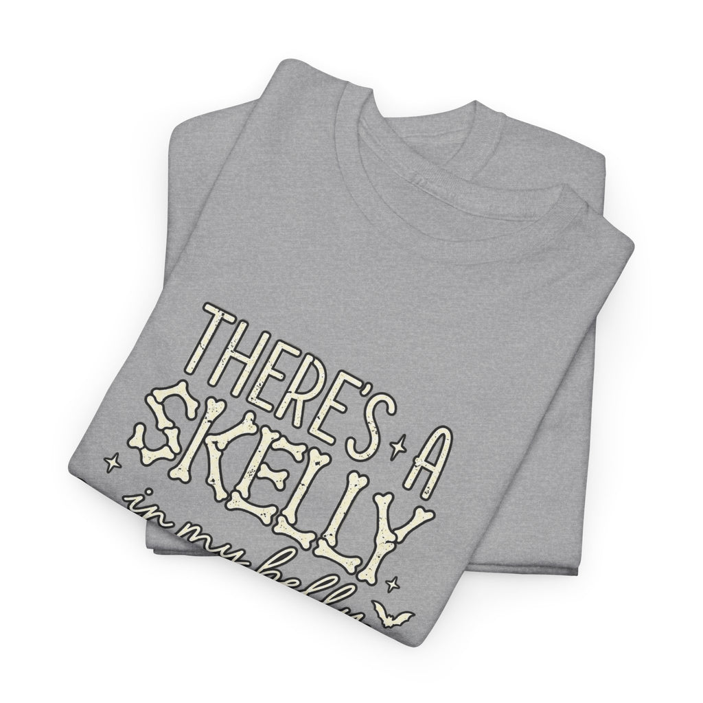 Skeleton Heart T‑Shirt — "There's a Skelly in My Belly" Cute Halloween Tee
