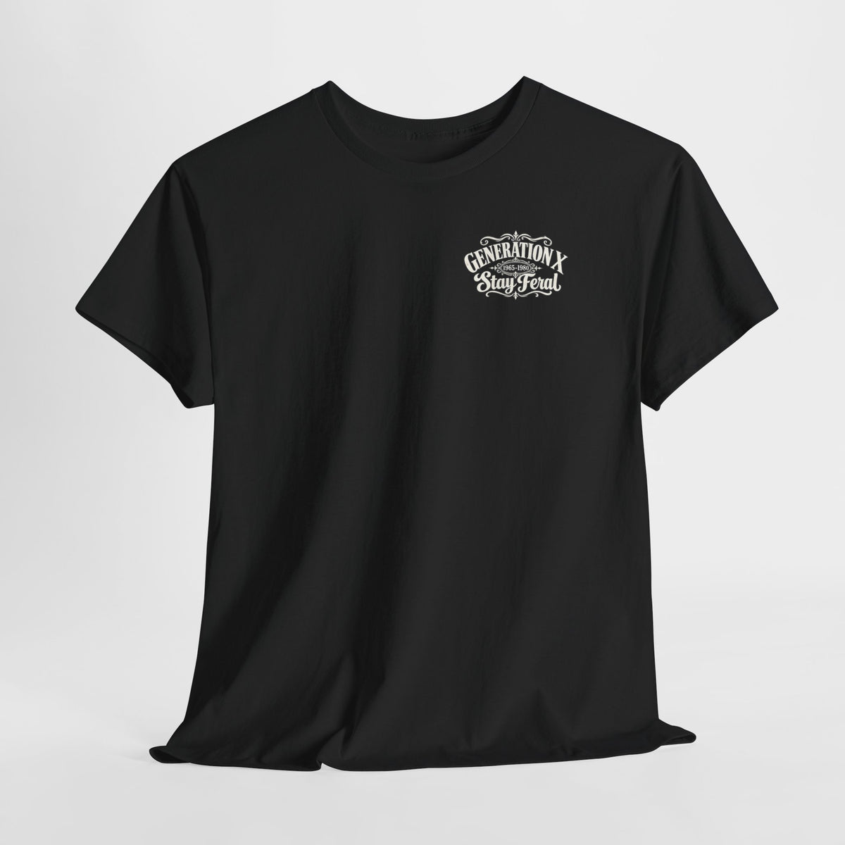 Generation X T‑Shirt — 'Stay Feral' Vintage Whiskey Label Tee (Born 1965–1980)