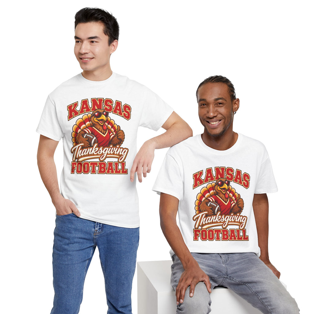 Kansas Thanksgiving Football T‑Shirt — Turkey Mascot Holiday Game Tee
