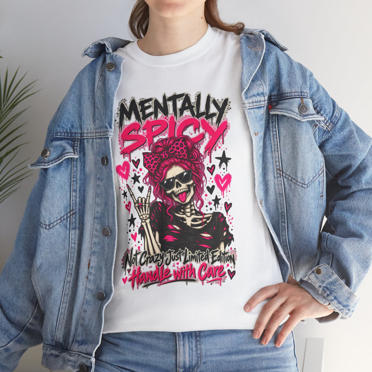 Mentally Spicy Skeleton Graphic T-Shirt