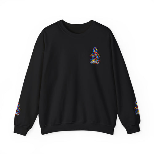 Autism Awareness Crewneck Sweatshirt — "Color Outside the Lines" Puzzle Ribbon Design
