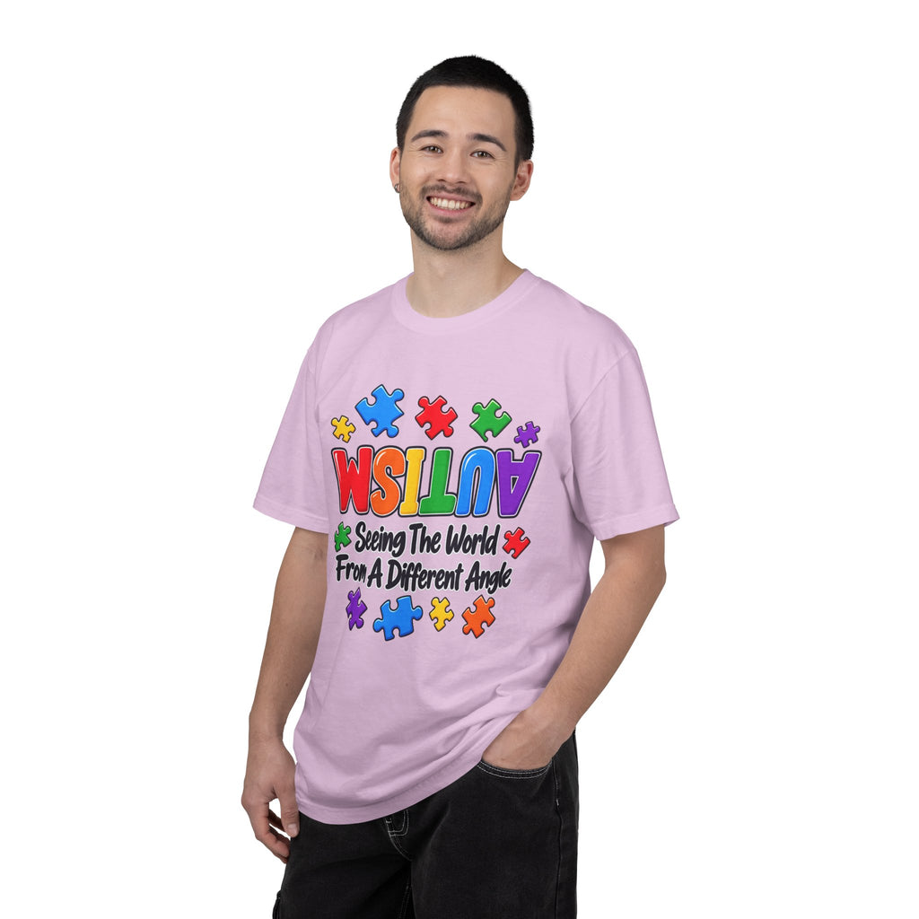 Autism Awareness T-Shirt — "Seeing the World From a Different Angle" Puzzle Design