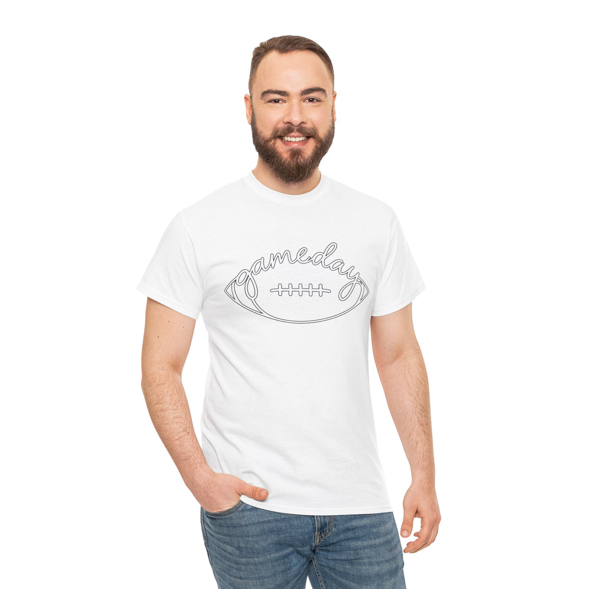 Gameday Football Tee — 'gameday' Script Football Graphic T-Shirt