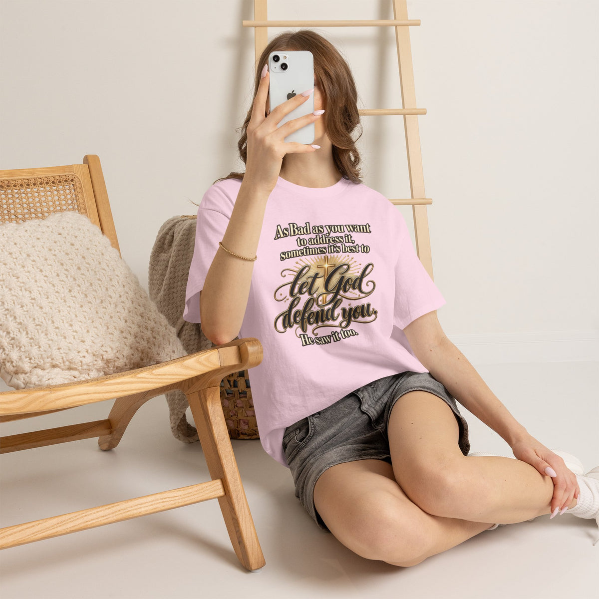 Let God Defend You Inspirational Christian T-Shirt