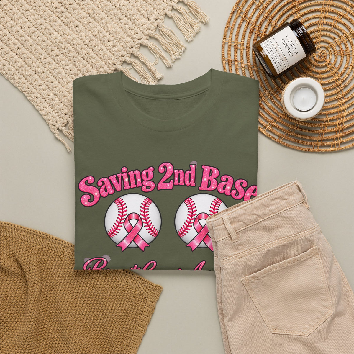 Saving 2nd Base Breast Cancer Awareness T-Shirt