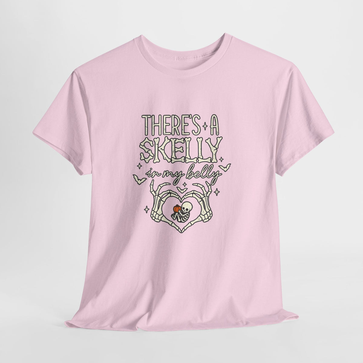 Skeleton Heart T‑Shirt — "There's a Skelly in My Belly" Cute Halloween Tee
