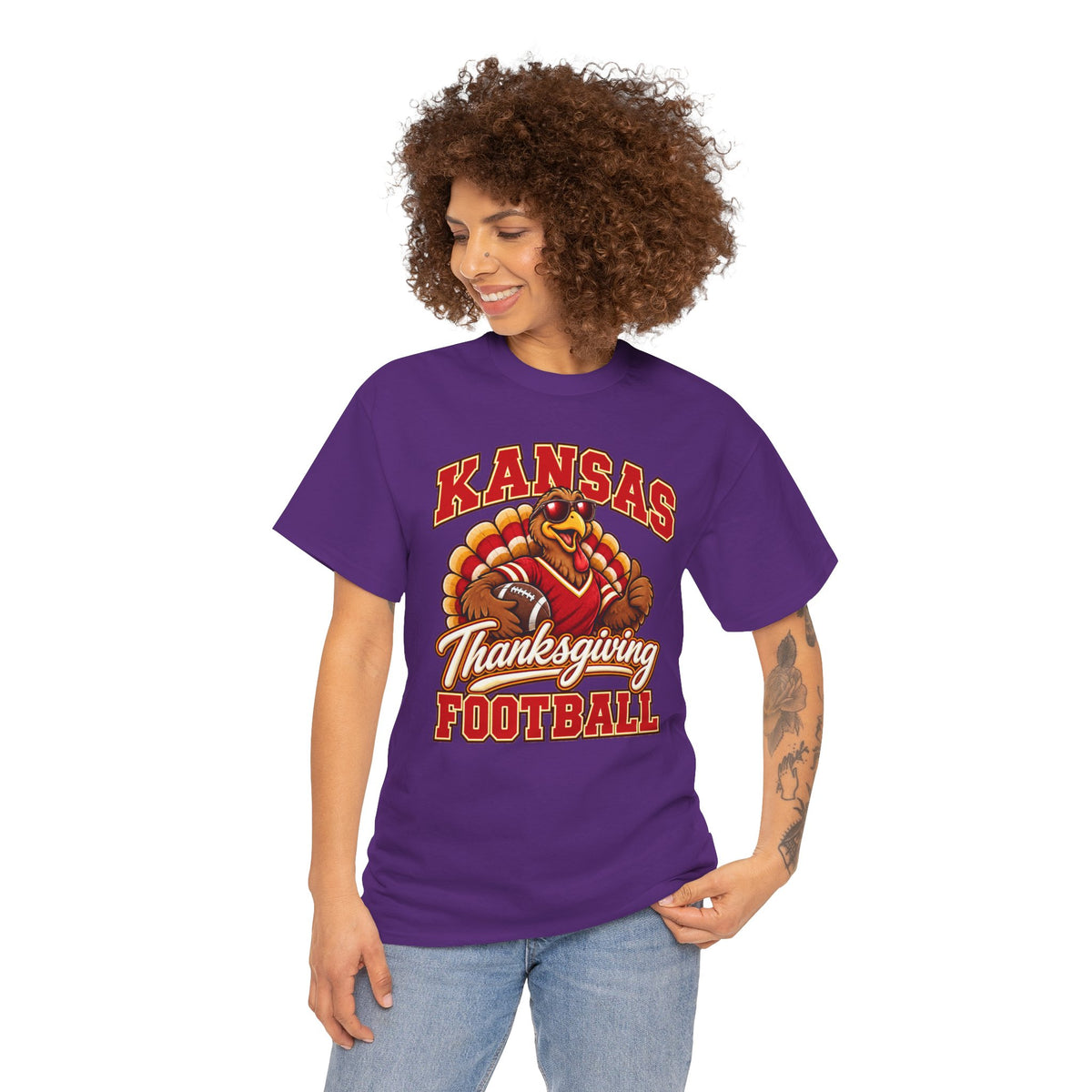 Kansas Thanksgiving Football T‑Shirt — Turkey Mascot Holiday Game Tee