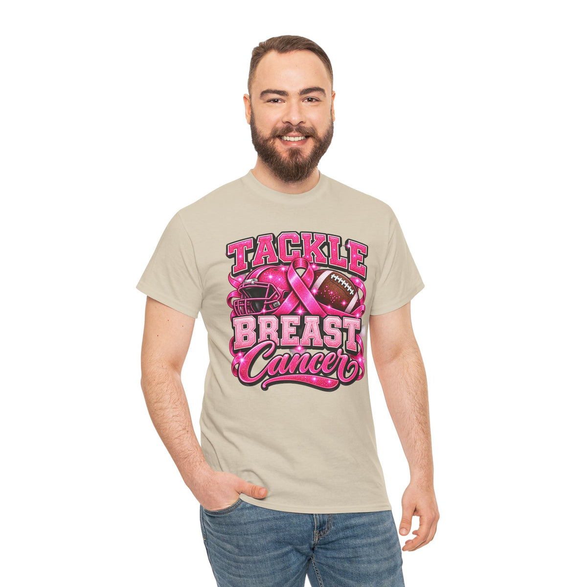 T-Shirt — "Tackle Breast Cancer" Pink Football Awareness Tee