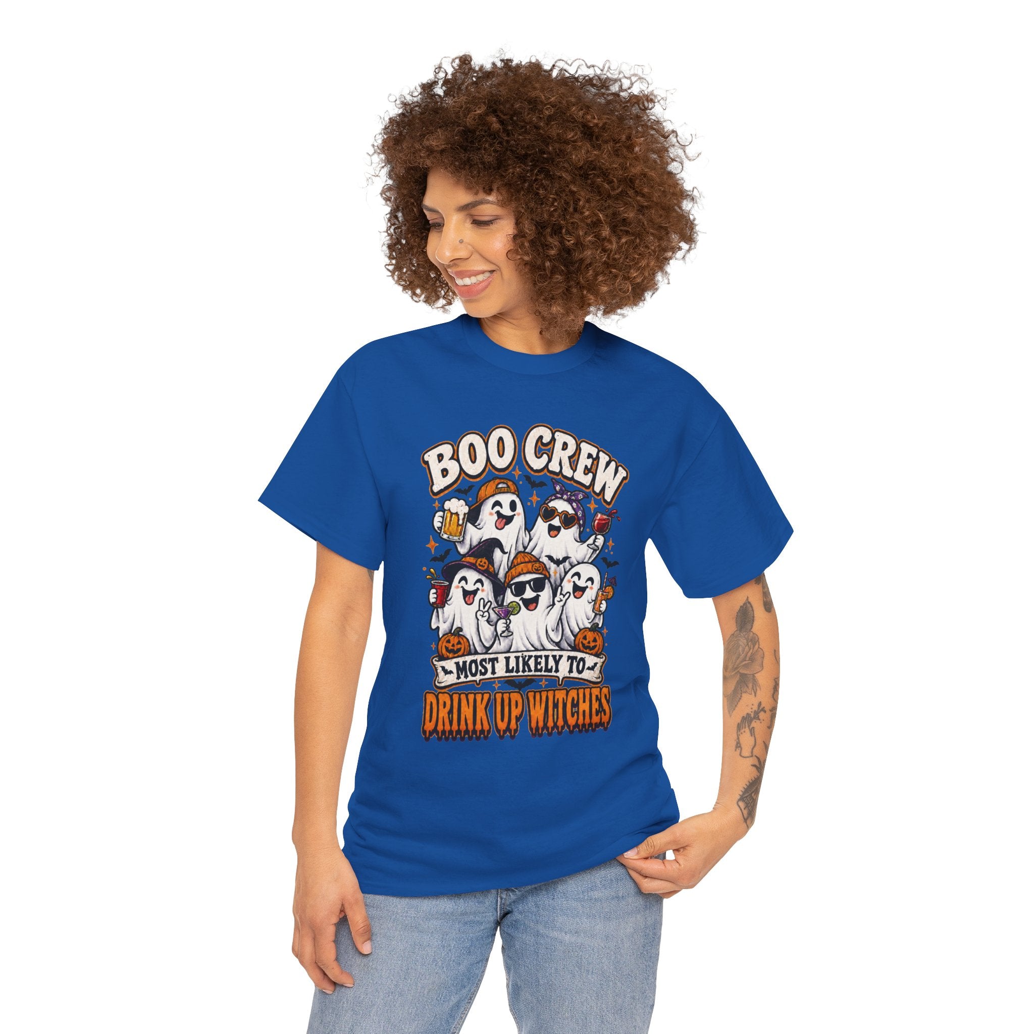 Boo Crew Halloween Tee — "Most Likely to Drink Up Witches" Ghost Party Shirt