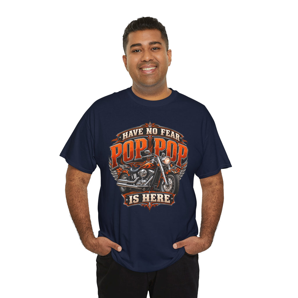 Pop Pop Is Here Motorcycle Dad T-Shirt
