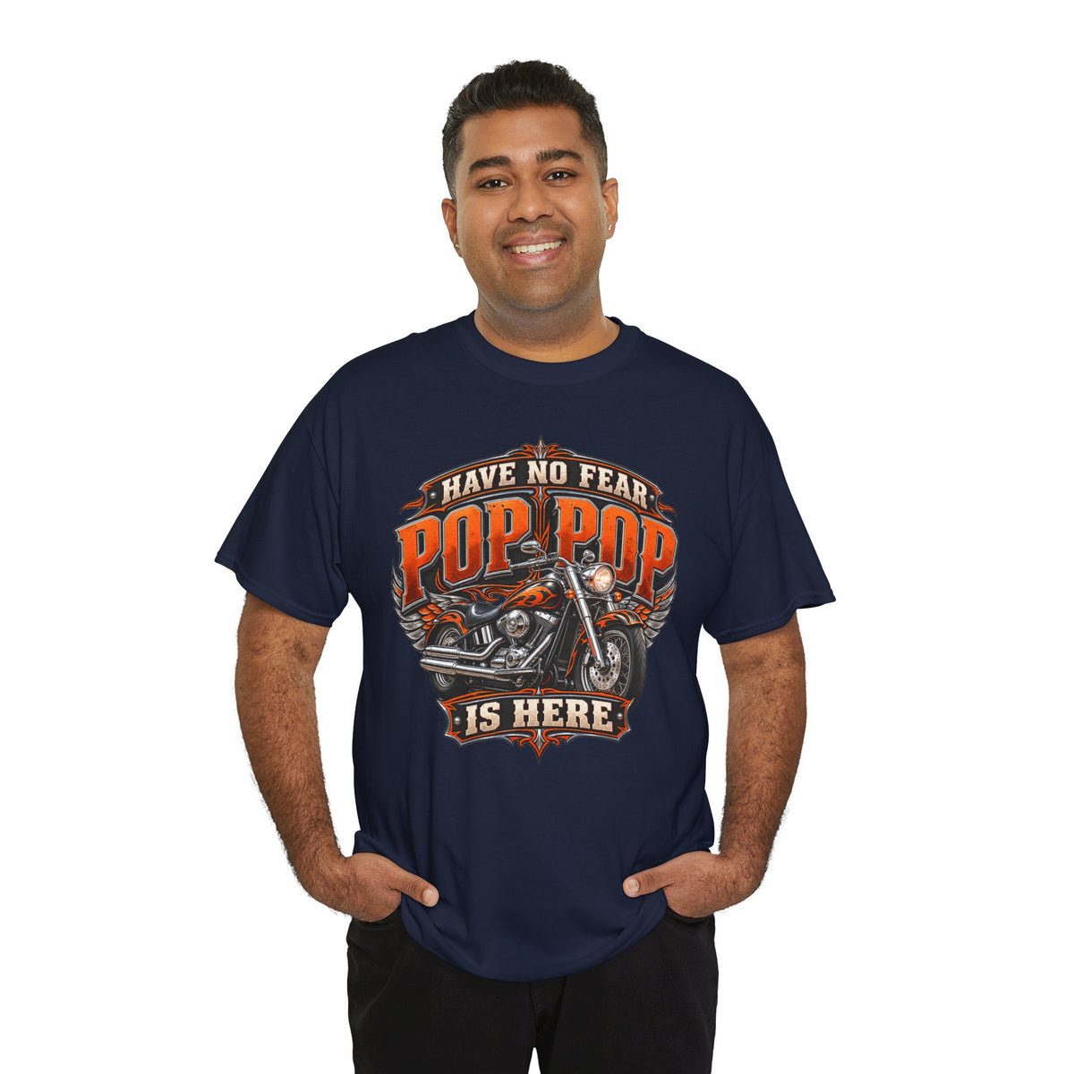 Pop Pop Is Here Motorcycle Dad T-Shirt