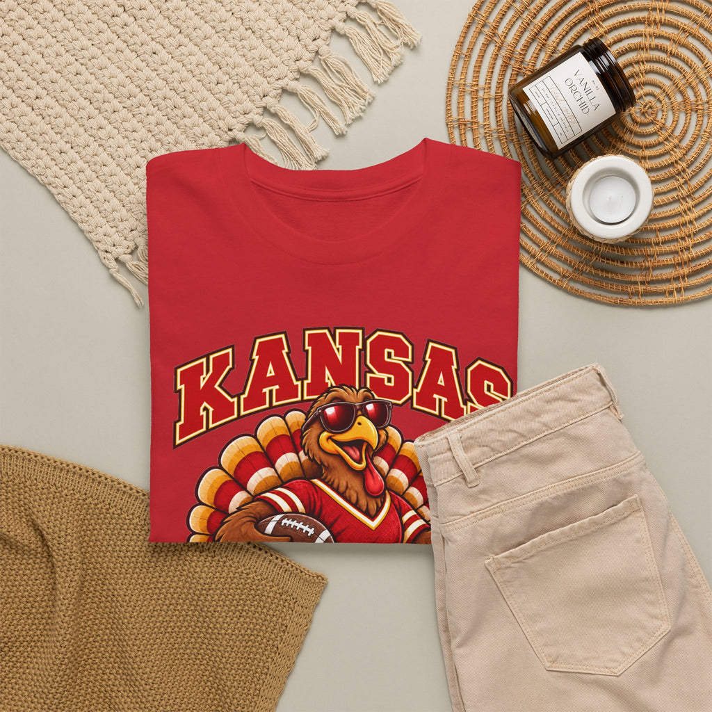 Kansas Thanksgiving Football T‑Shirt — Turkey Mascot Holiday Game Tee