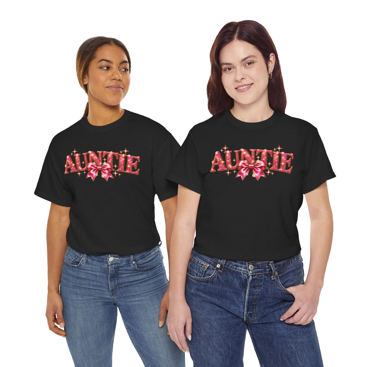 Auntie Graphic T-Shirt | Pink Bow Design