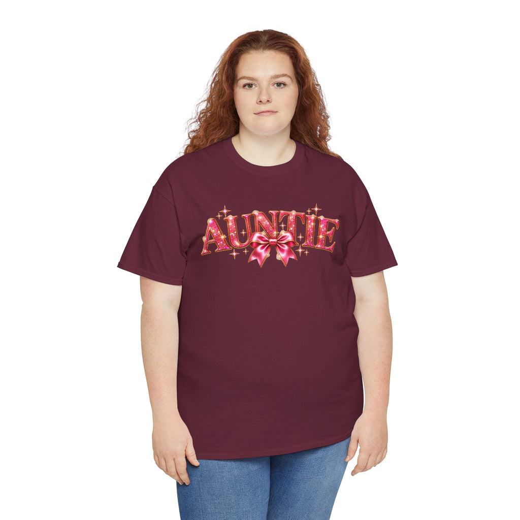 Auntie Graphic T-Shirt | Pink Bow Design