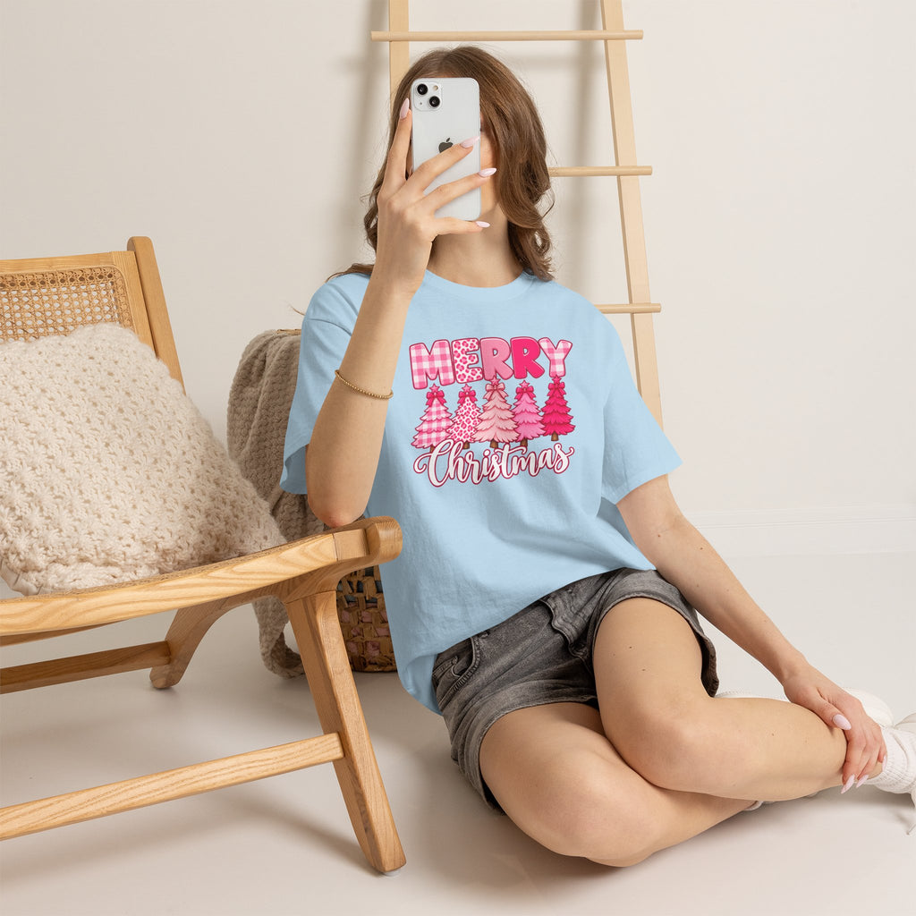 Merry Christmas Pink Christmas Tree T-Shirt