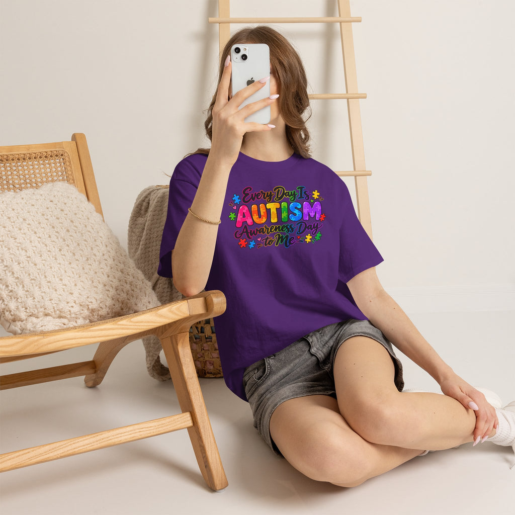 Autism Awareness T-Shirt — "Every Day Is Autism Awareness Day to Me" Colorful Puzzle Tee