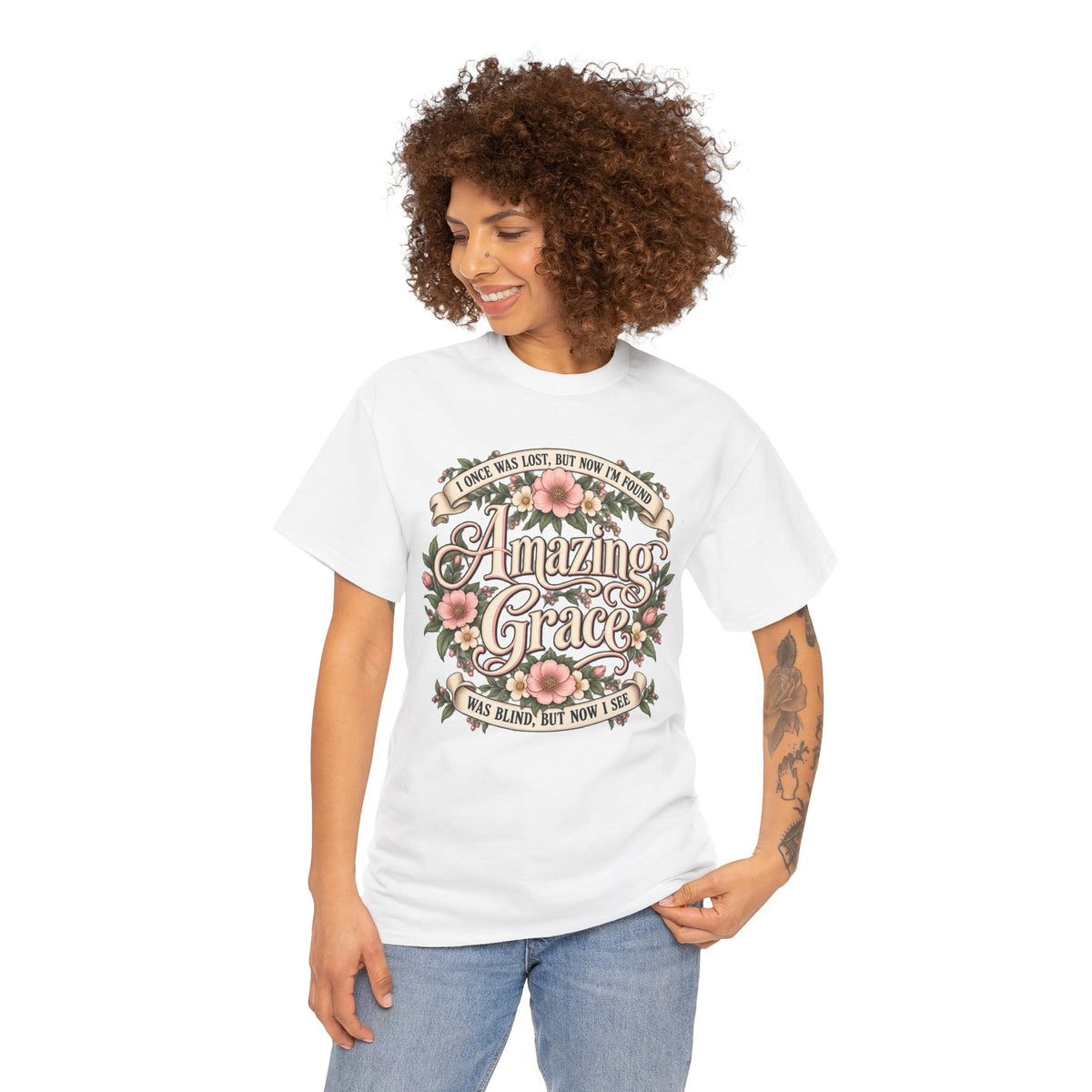 Amazing Grace Floral T-Shirt — Vintage Christian Faith Tee