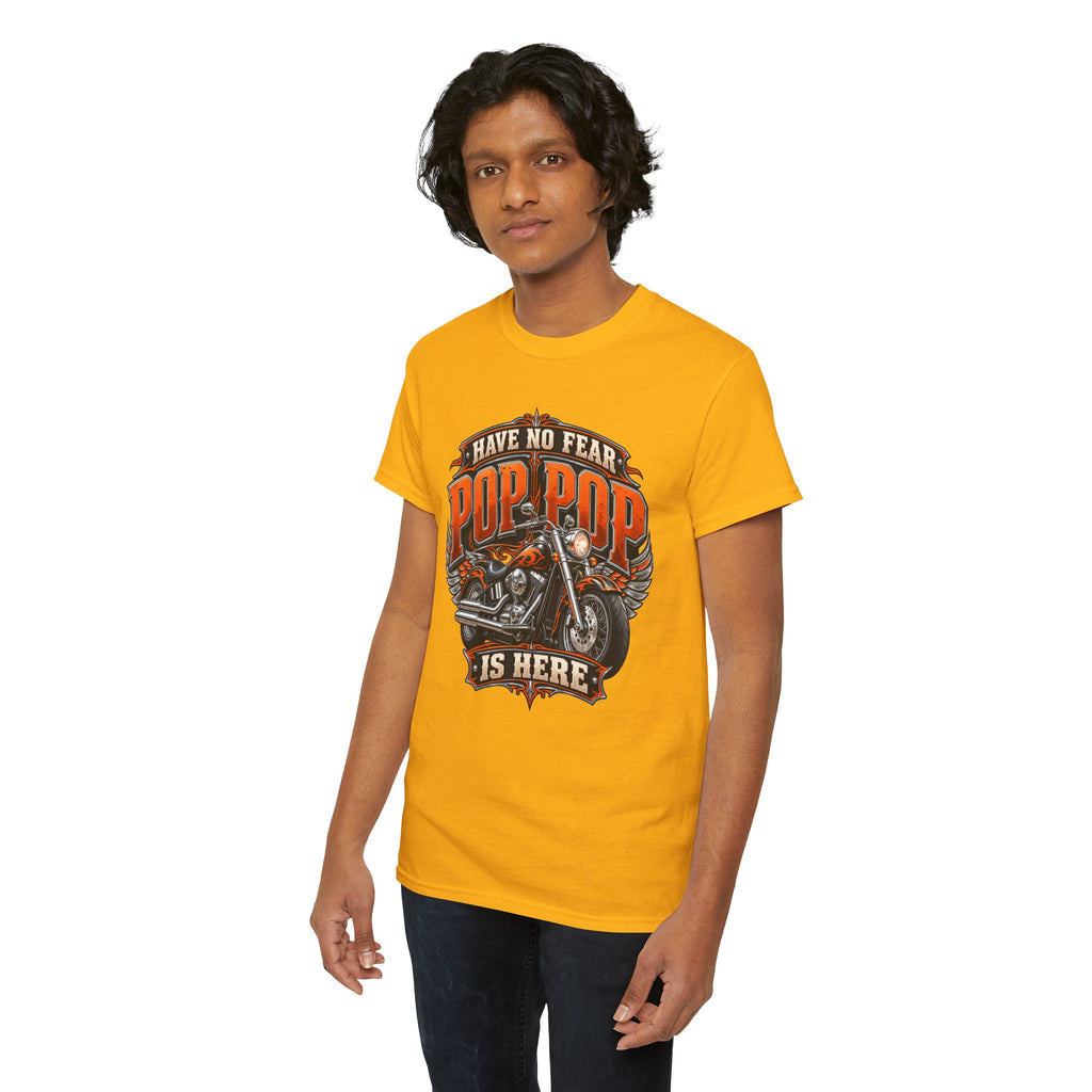 Pop Pop Is Here Motorcycle Dad T-Shirt