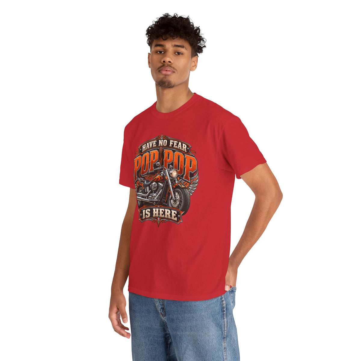 Pop Pop Is Here Motorcycle Dad T-Shirt