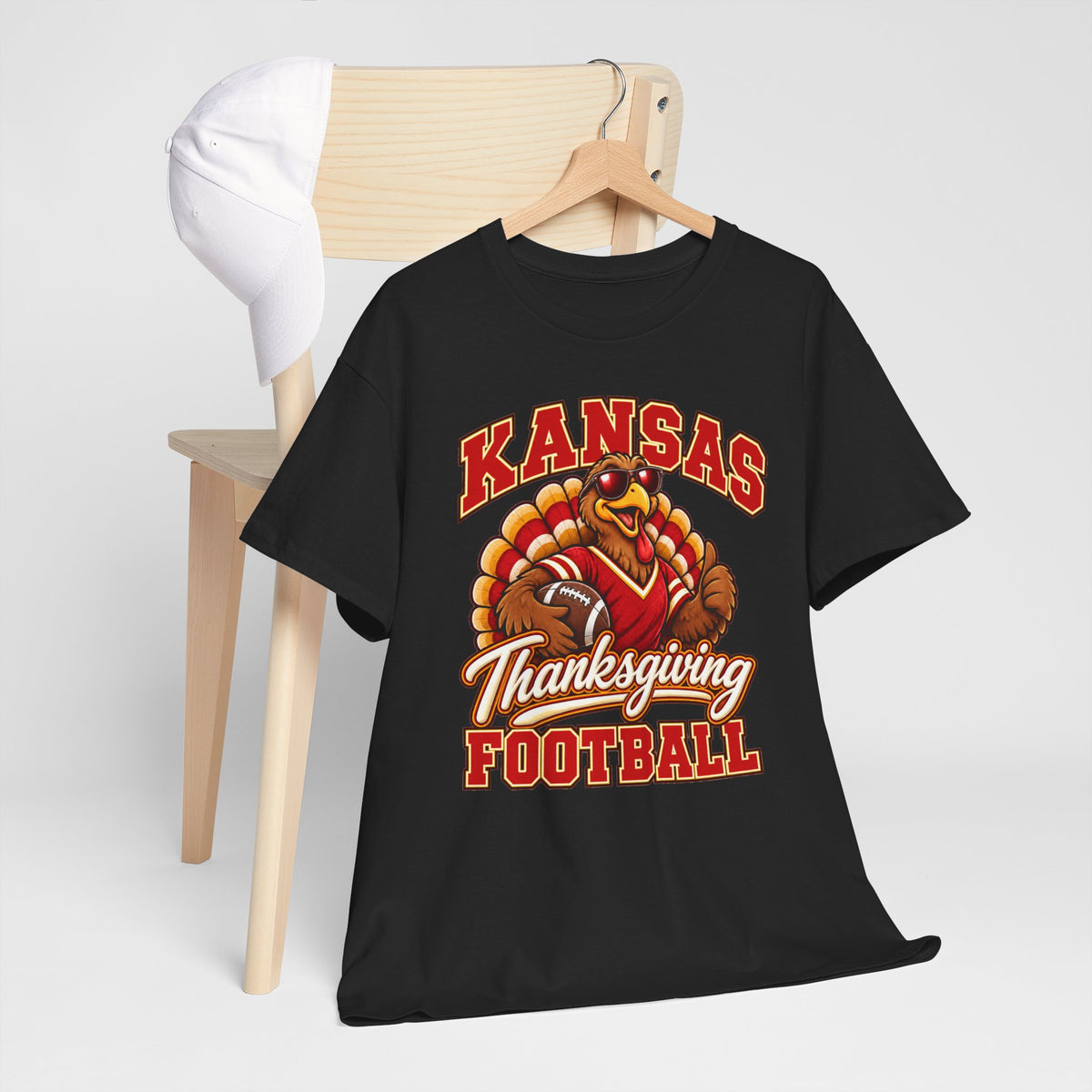 Kansas Thanksgiving Football T‑Shirt — Turkey Mascot Holiday Game Tee