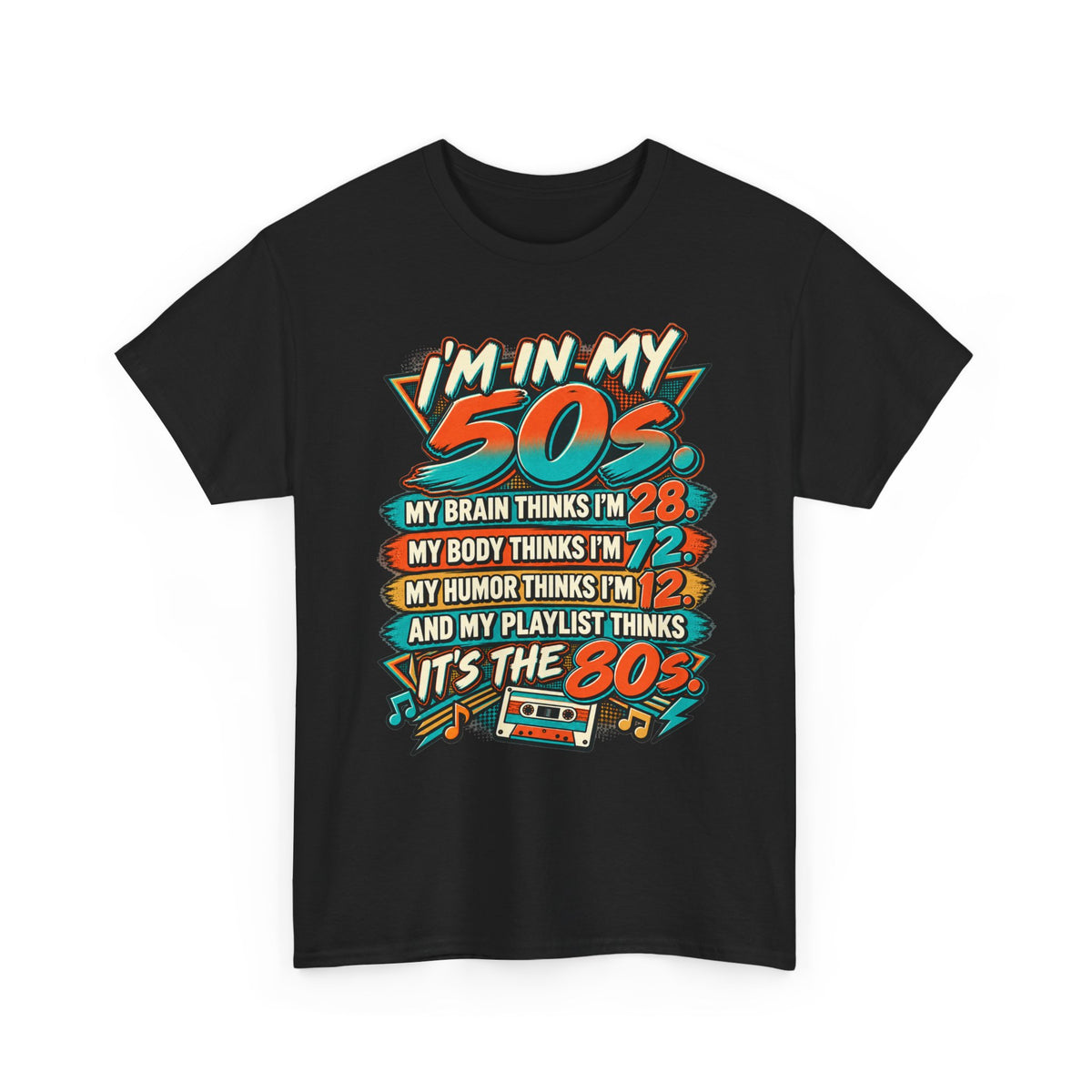 Retro 50s Birthday T‑Shirt — "I'm in My 50s" 80s Playlist Cassette Tee