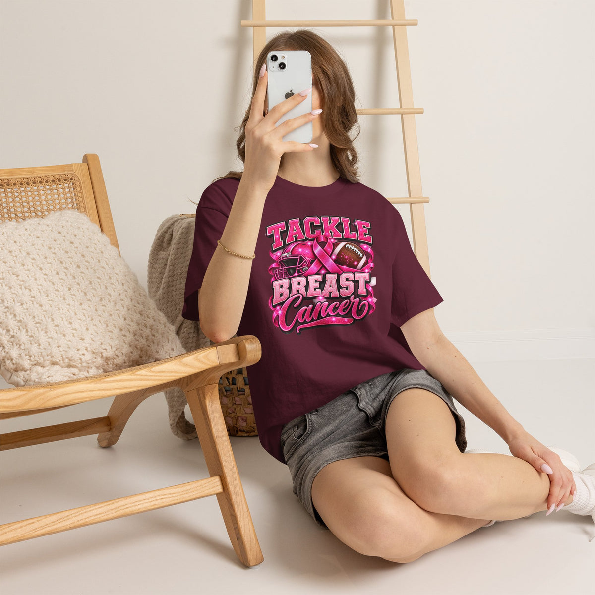 T-Shirt — "Tackle Breast Cancer" Pink Football Awareness Tee