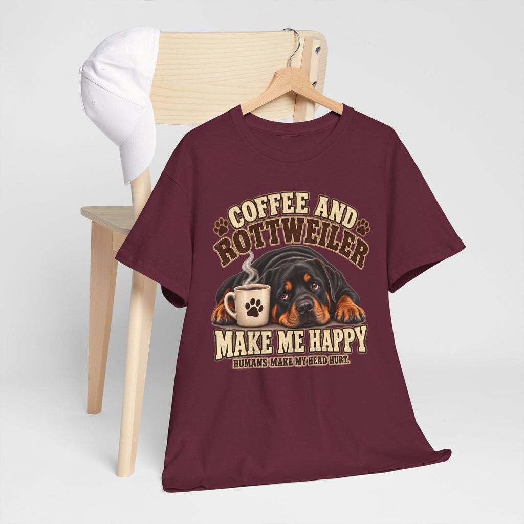 Coffee and Rottweiler Tee — "Coffee and Rottweiler Make Me Happy" Dog Lover Shirt