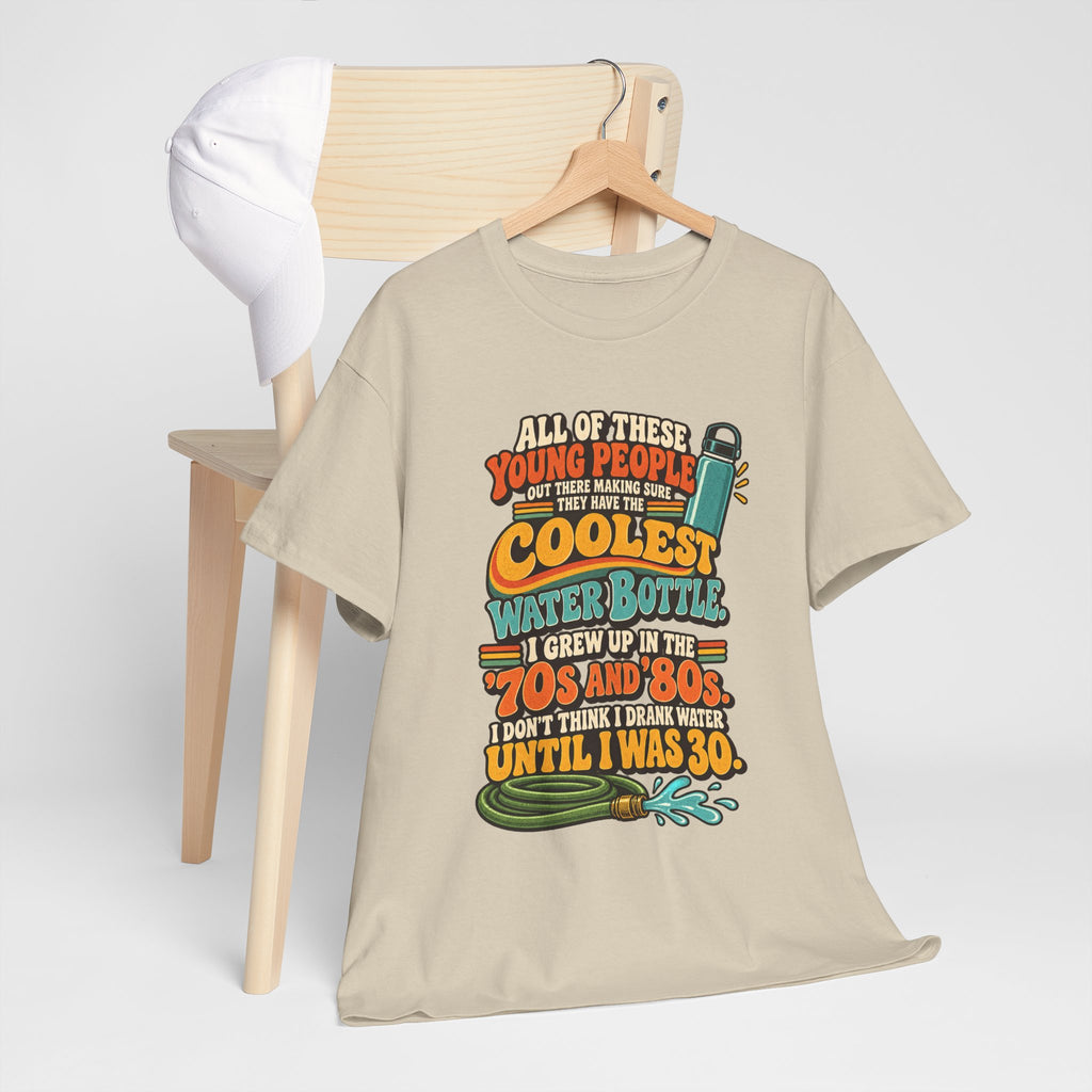 Retro 70s-80s Funny Water Bottle Tee — "Coolest Water Bottle" Graphic T-Shirt