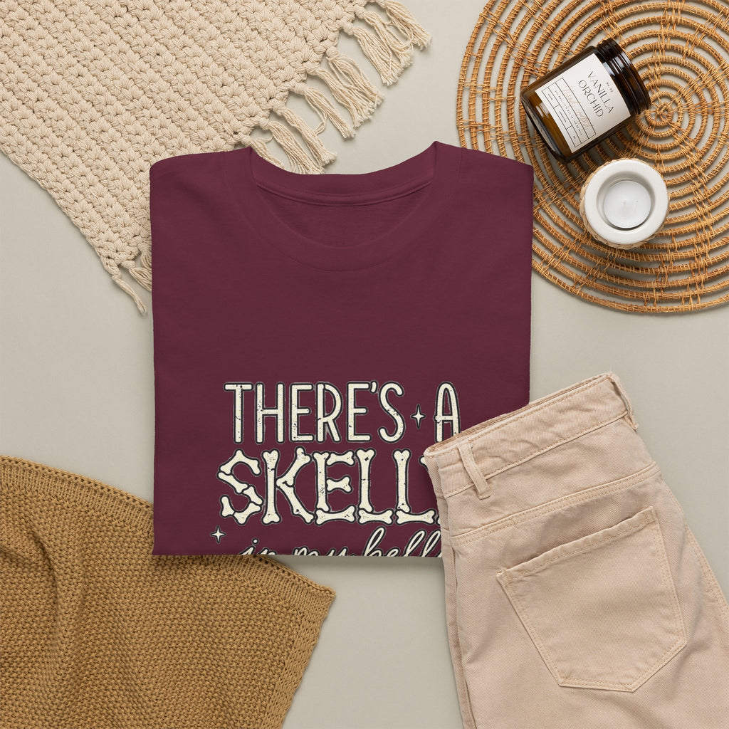 Skeleton Heart T‑Shirt — "There's a Skelly in My Belly" Cute Halloween Tee