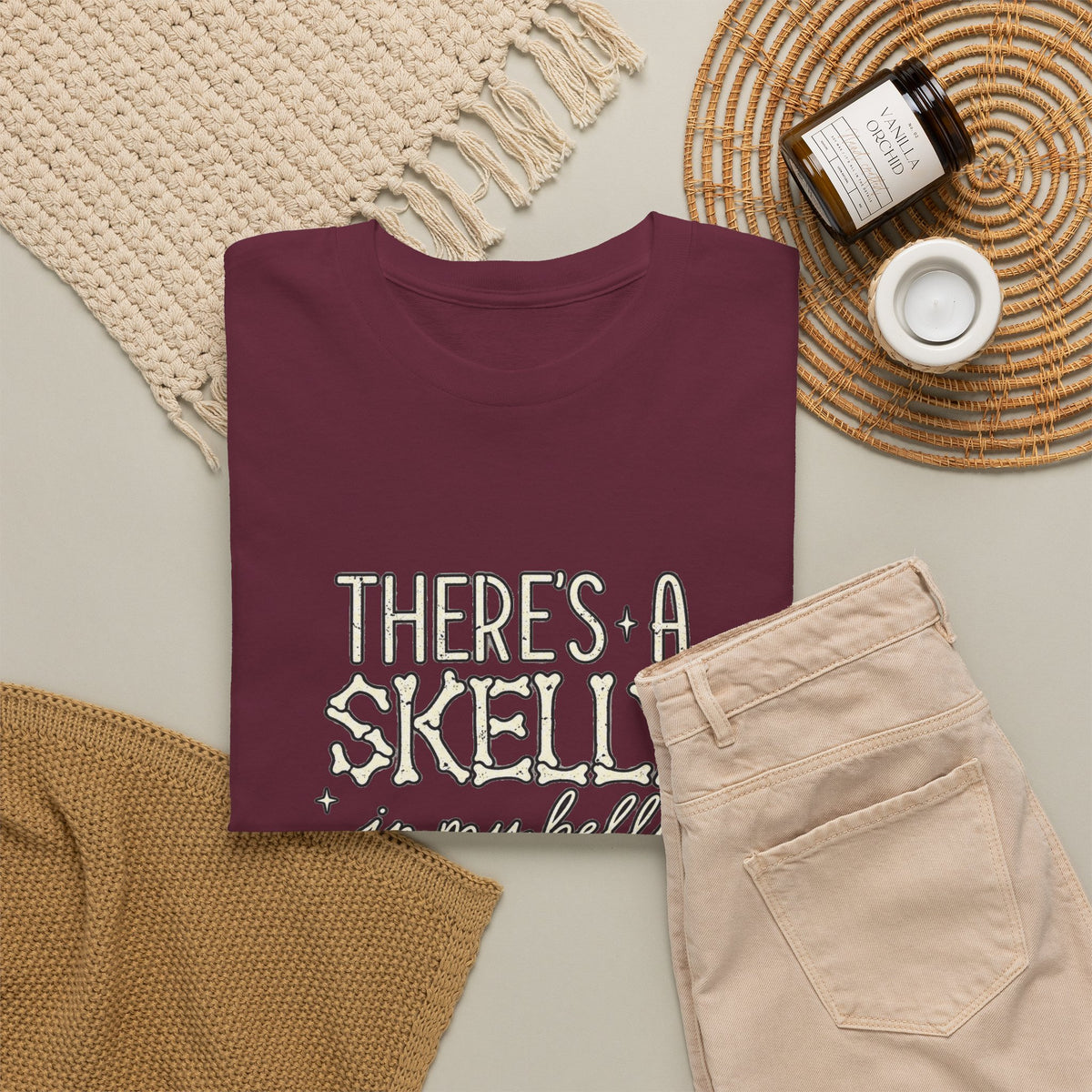 Skeleton Heart T‑Shirt — "There's a Skelly in My Belly" Cute Halloween Tee