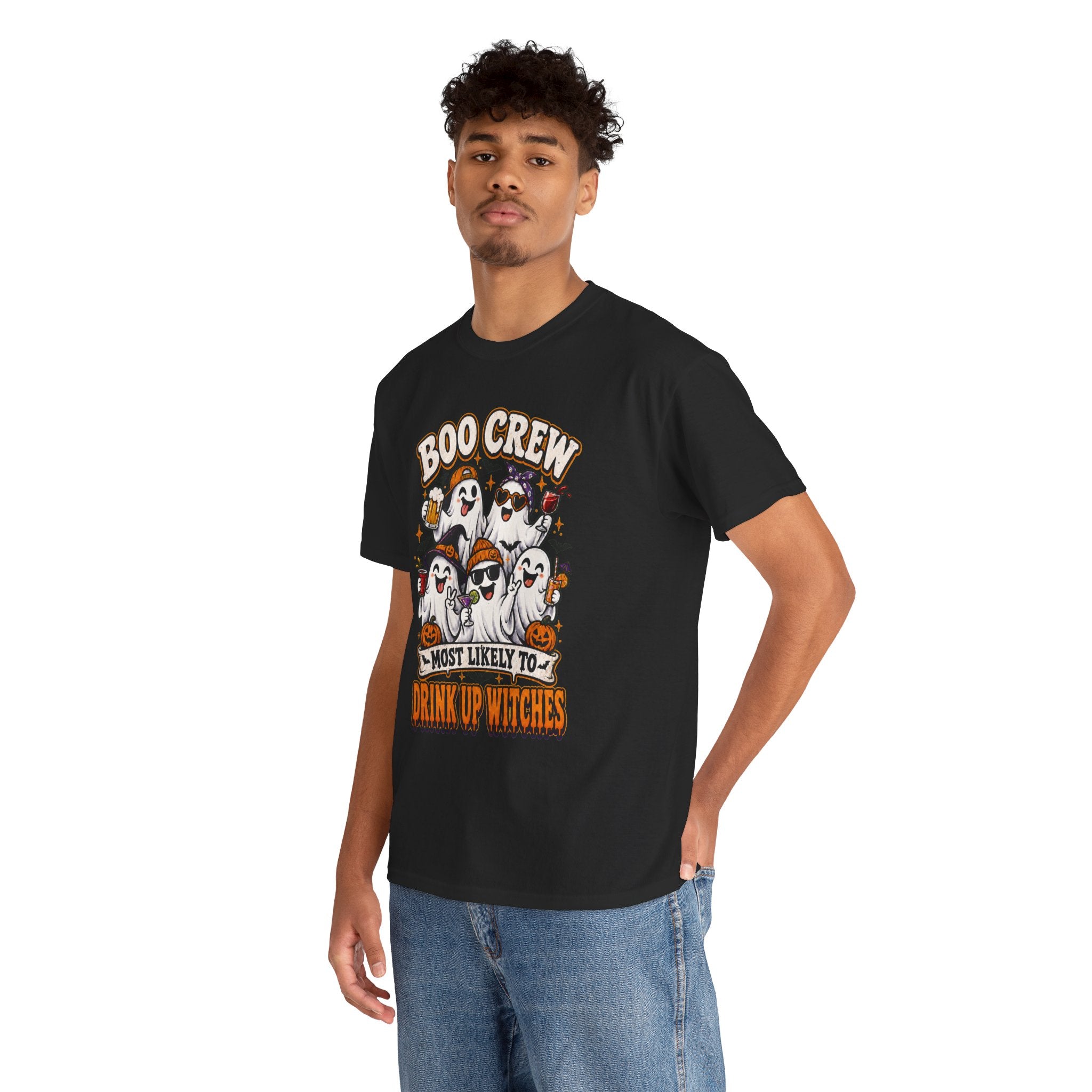 Boo Crew Halloween Tee — "Most Likely to Drink Up Witches" Ghost Party Shirt