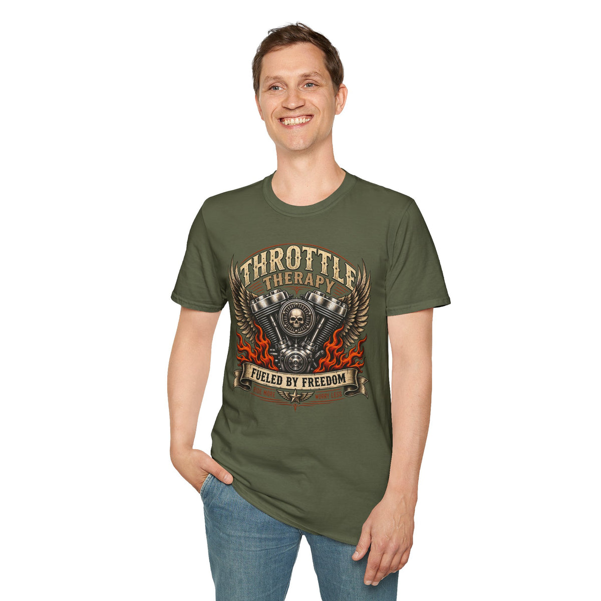 Throttle Therapy Motorcycle T‑Shirt — Fueled by Freedom Riding Tee